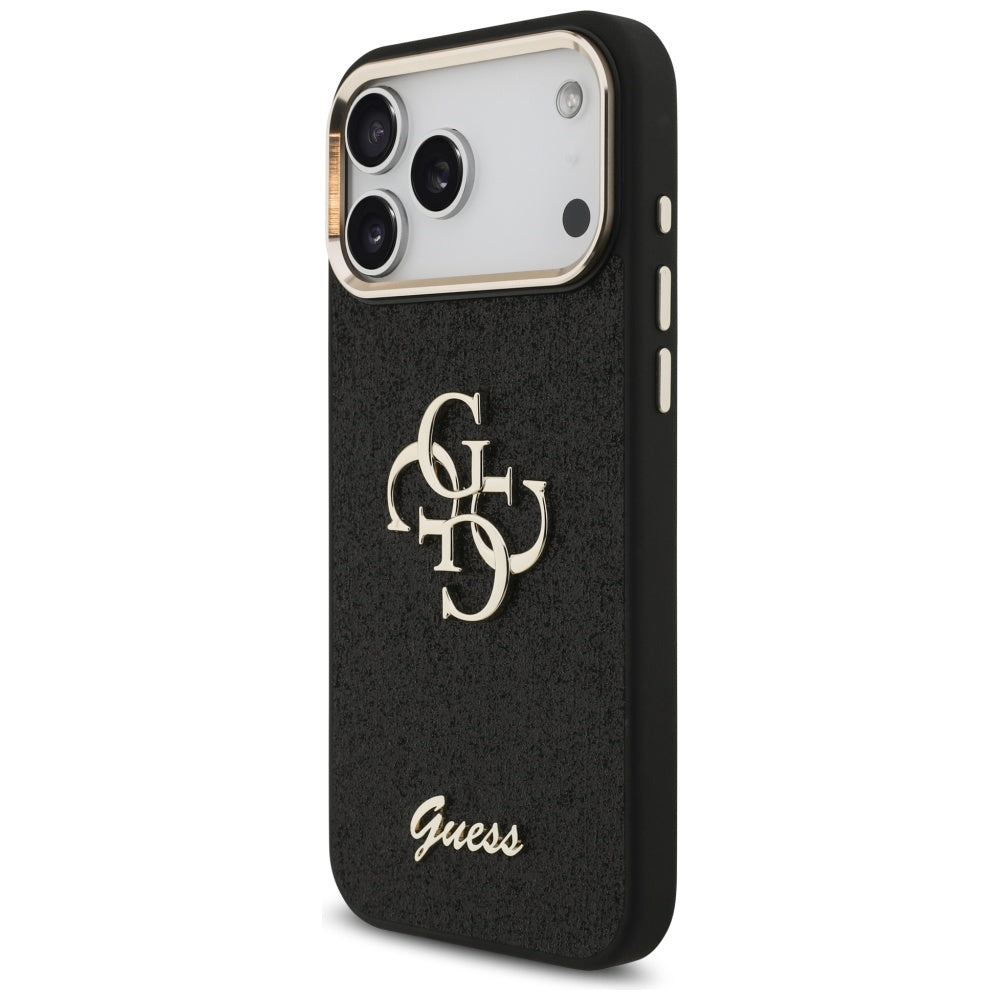 Capa para Apple iPhone 17 Pro Max, Guess, Fixed Glitter Big 4G Metal Frame, Preta
