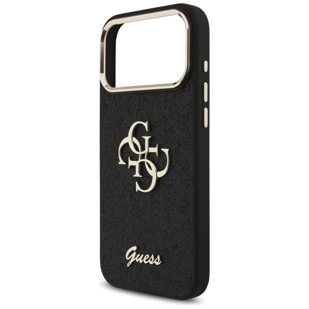 Capa para Apple iPhone 17 Pro Max, Guess, Fixed Glitter Big 4G Metal Frame, Preta