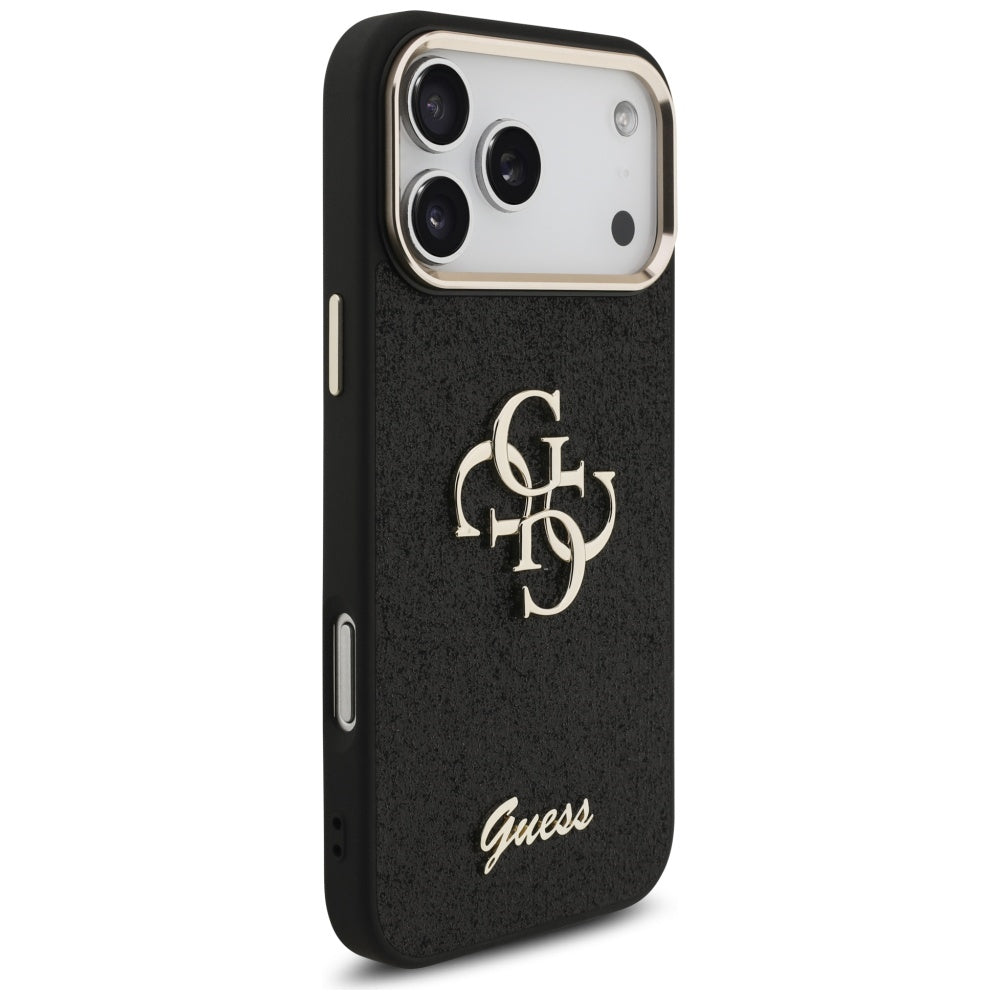 Capa para Apple iPhone 17 Pro Max, Guess, Fixed Glitter Big 4G Metal Frame, Preta