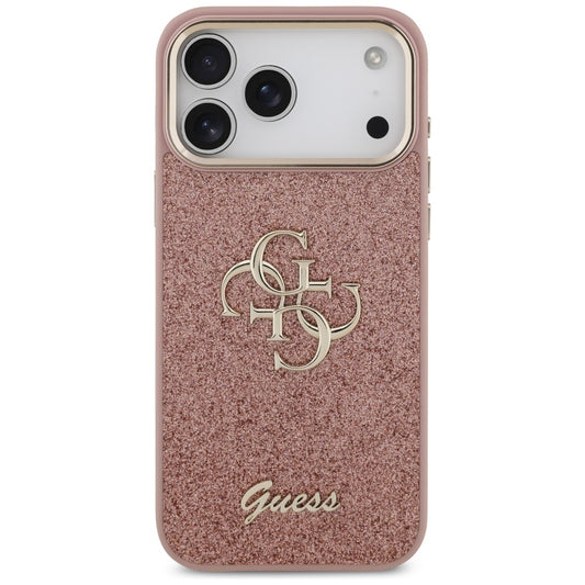 Capa para Apple iPhone 17 Pro Max, Guess, Fixed Glitter Big 4G Metal Frame, Rosa
