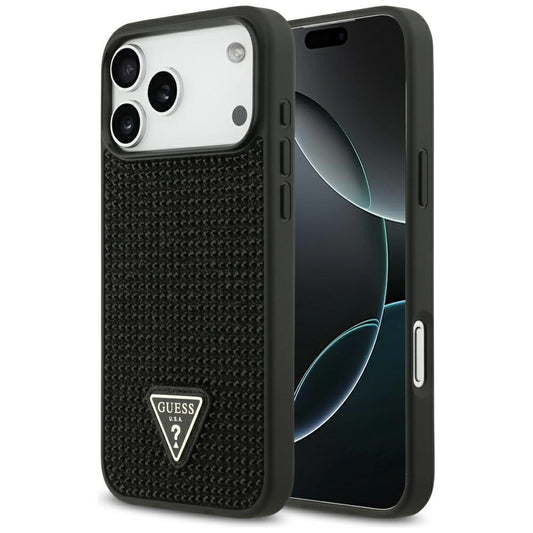 Capa para Apple iPhone 17 Pro Max, Guess, Logotipo Triângulo de Strass, Preta