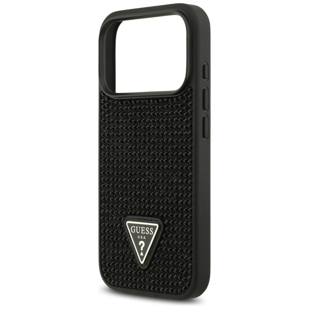 Capa para Apple iPhone 17 Pro Max, Guess, Logotipo Triângulo de Strass, Preta