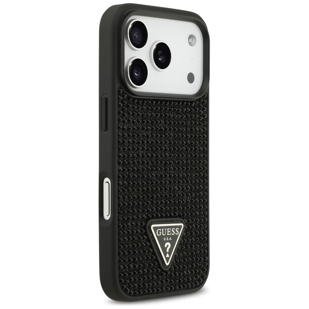 Capa para Apple iPhone 17 Pro Max, Guess, Logotipo Triângulo de Strass, Preta