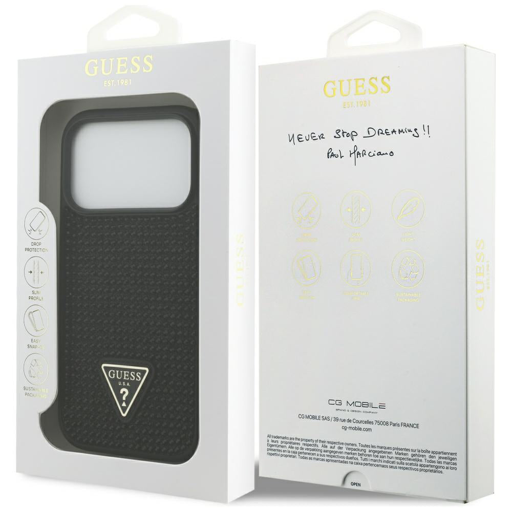 Capa para Apple iPhone 17 Pro Max, Guess, Logotipo Triângulo de Strass, Preta