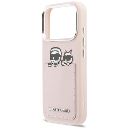 Capa para Apple iPhone 17 Pro Max, Karl Lagerfeld, Estampa Karl & Choupette com Bolso, Rosa