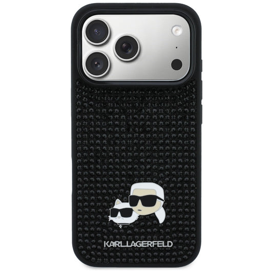 Capa para Apple iPhone 17 Pro Max, Karl Lagerfeld, Rhinestone Karl & Choupette Pins, Preta