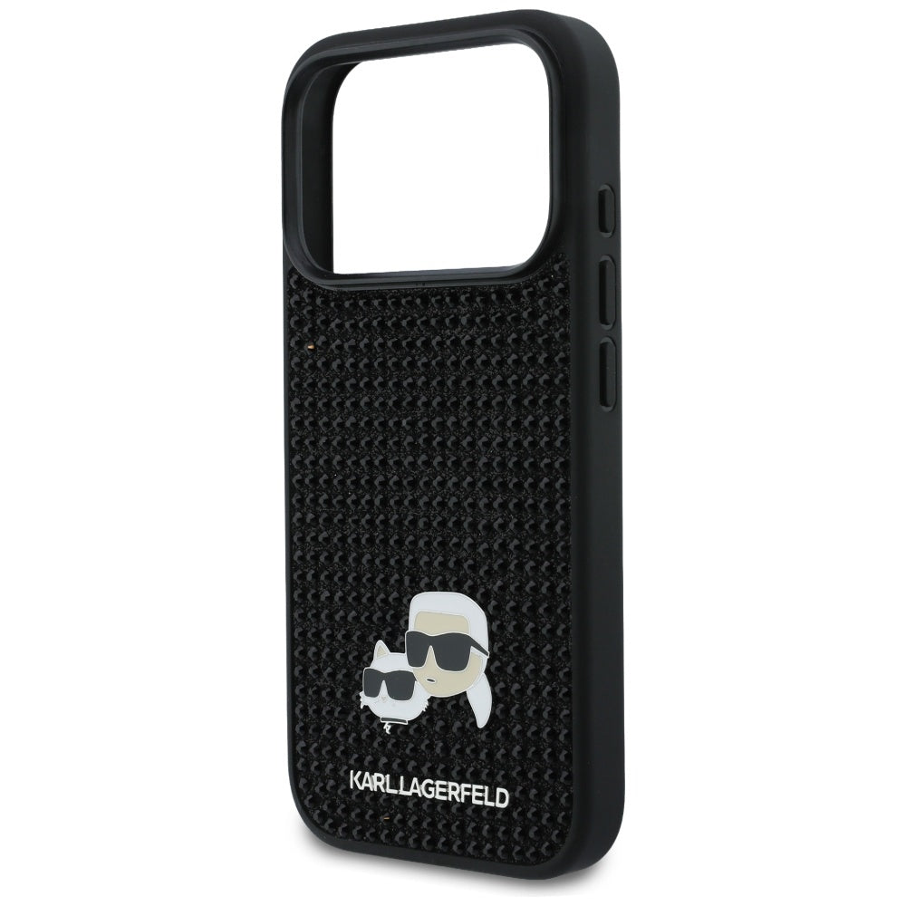 Capa para Apple iPhone 17 Pro Max, Karl Lagerfeld, Rhinestone Karl & Choupette Pins, Preta