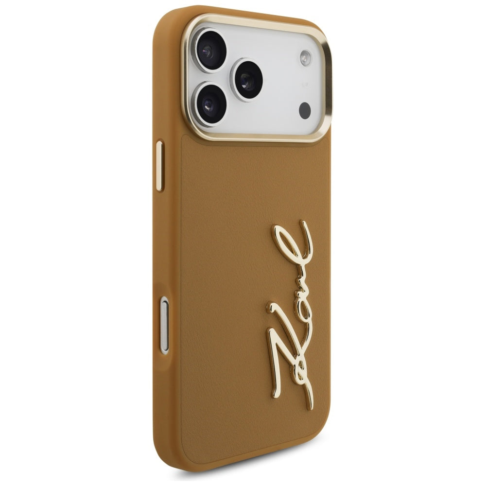 Capa para Apple iPhone 17 Pro Max, Karl Lagerfeld, Script Logo, Castanho