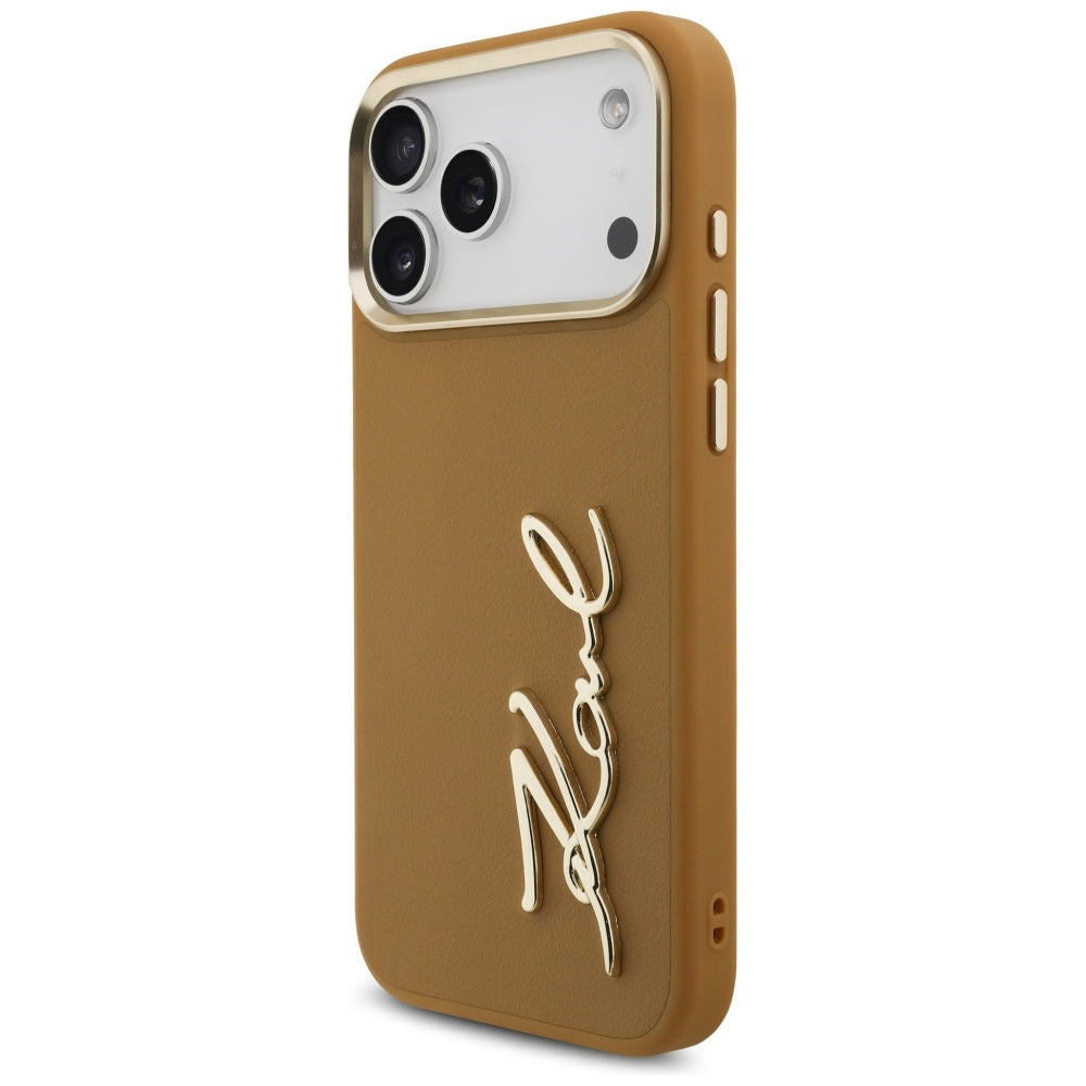 Capa para Apple iPhone 17 Pro Max, Karl Lagerfeld, Script Logo, Castanho