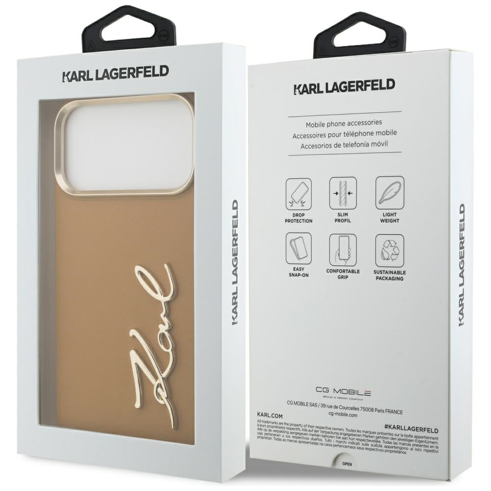 Capa para Apple iPhone 17 Pro Max, Karl Lagerfeld, Script Logo, Castanho