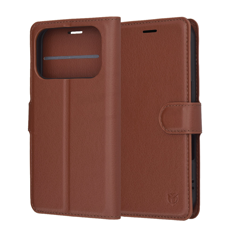 Capa para Apple iPhone 17 Pro Max, Techsuit, Leather Folio, Castanho