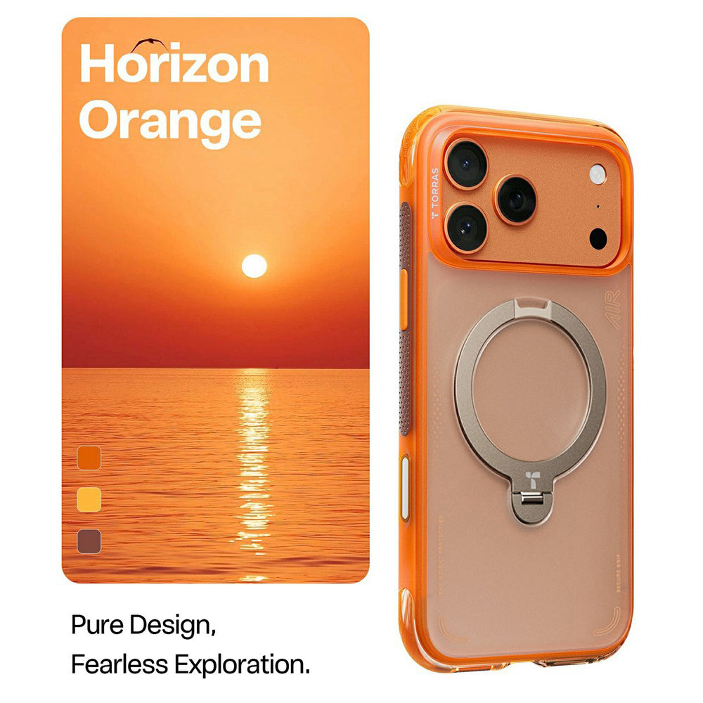 Capa MagSafe para Apple iPhone 17 Pro Max, Torras, Ostand Spin Air, Laranja