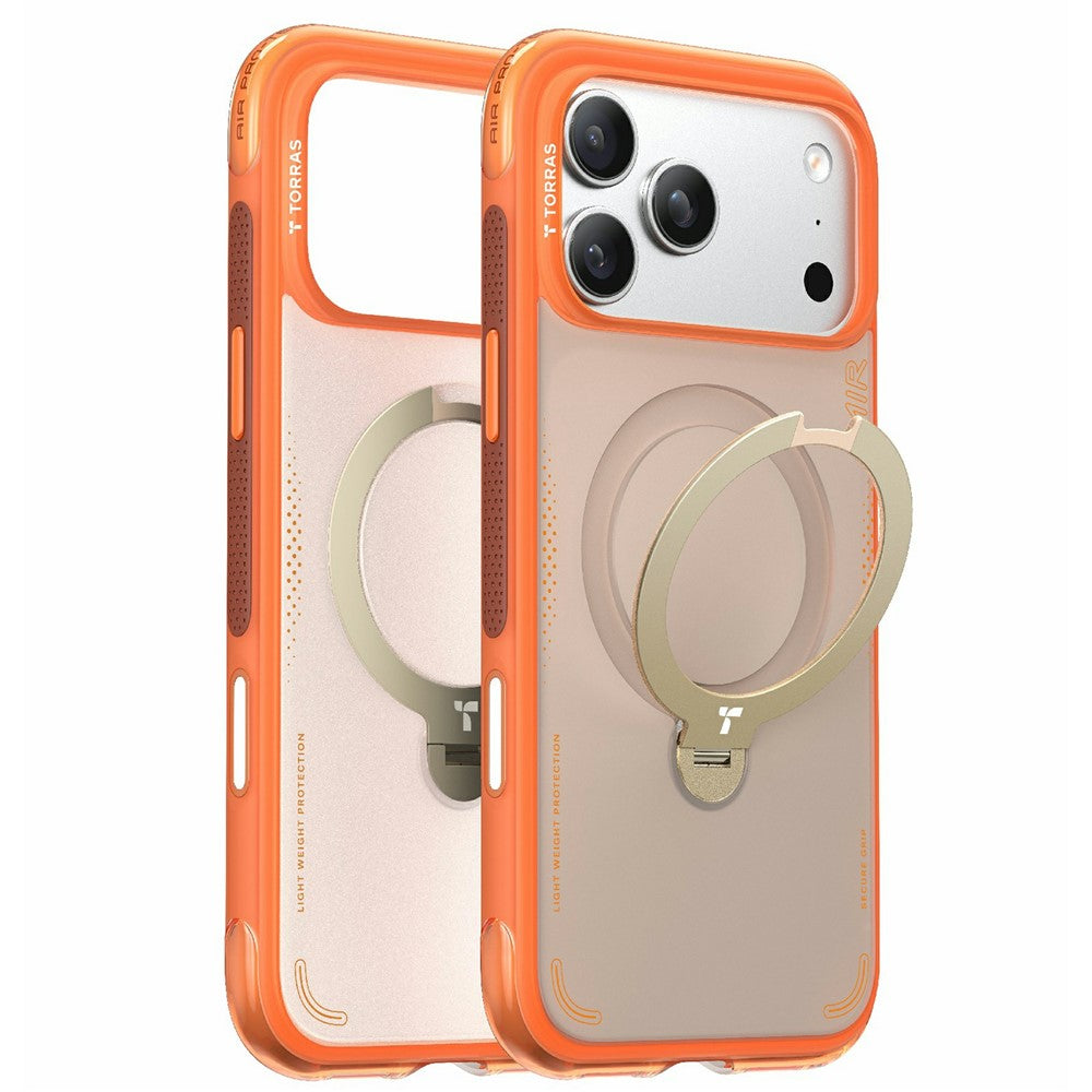 Capa MagSafe para Apple iPhone 17 Pro Max, Torras, Ostand Spin Air, Laranja
