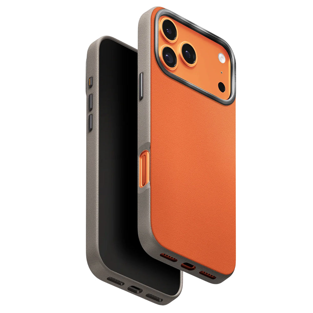 Capa para Apple iPhone 17 Pro, UNIQ, Lyden Leatherette, Bege Laranja