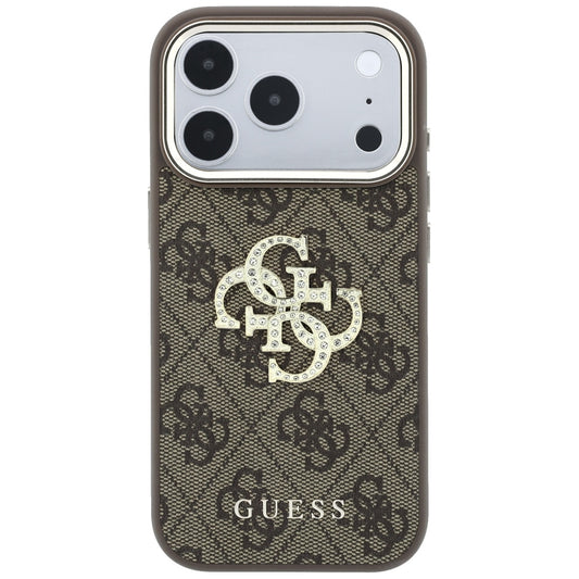 Capa para Apple iPhone 18 Pro / 17 Pro, Guess, 4G Big Strass Logo, Castanha