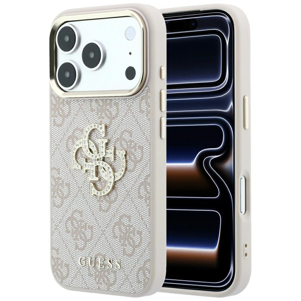 Capa para Apple iPhone 18 Pro / 17 Pro, Guess, 4G Big Strass Logo, Rosa