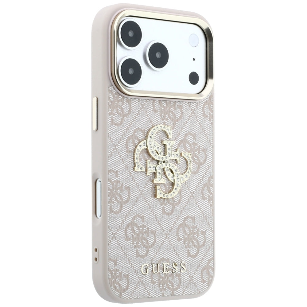 Capa para Apple iPhone 18 Pro / 17 Pro, Guess, 4G Big Strass Logo, Rosa