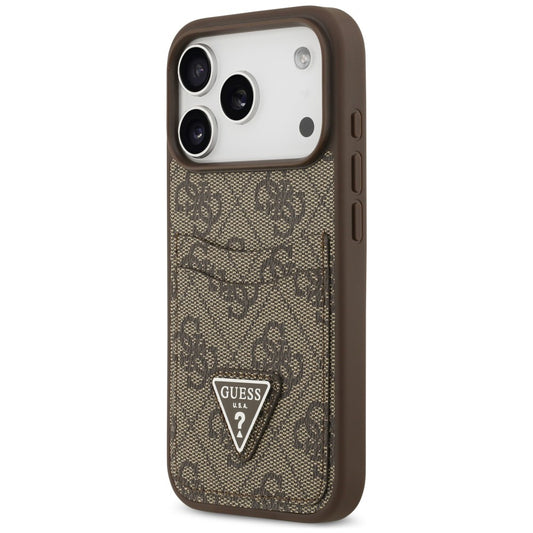 Capa para Apple iPhone 18 Pro / 17 Pro, Guess, 4G Double Card Triangle, Castanha