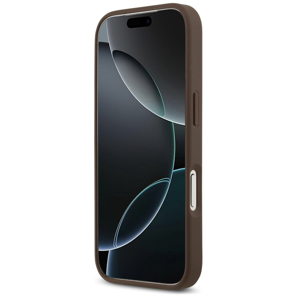 Capa para Apple iPhone 18 Pro / 17 Pro, Guess, 4G Double Card Triangle, Castanha