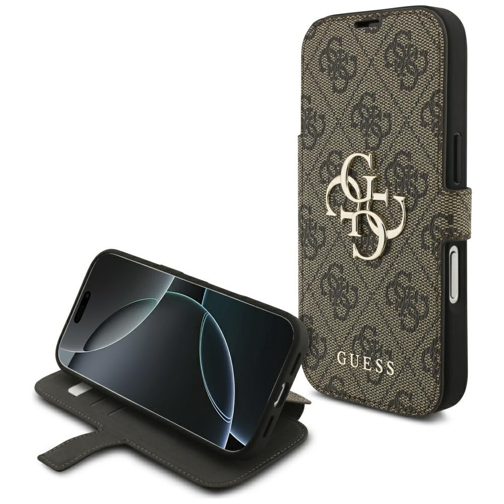 Capa para Apple iPhone 18 Pro / 17 Pro, Guess, Logótipo Metálico 4G, Castanha