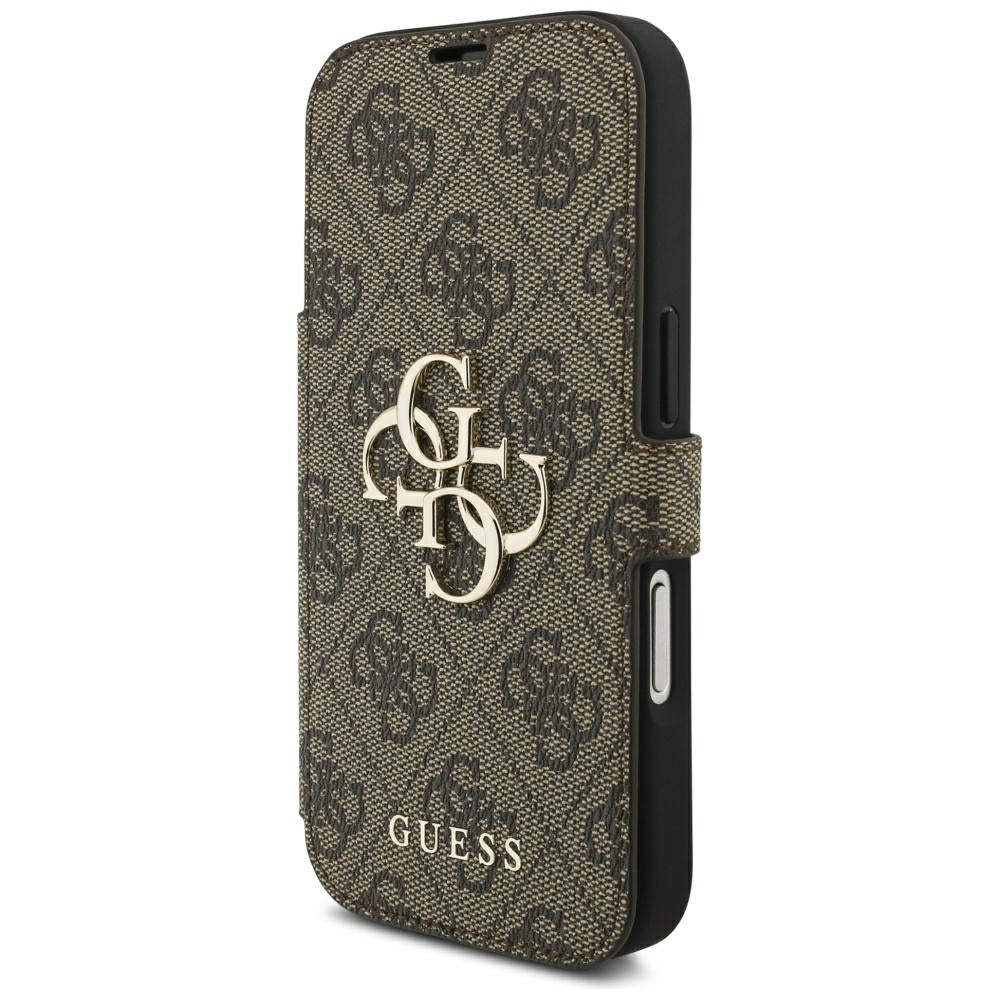 Capa para Apple iPhone 18 Pro / 17 Pro, Guess, Logótipo Metálico 4G, Castanha