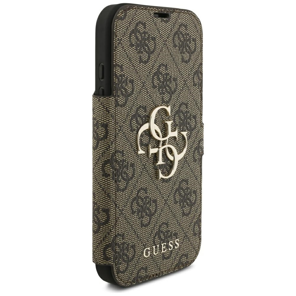 Capa para Apple iPhone 18 Pro / 17 Pro, Guess, Logótipo Metálico 4G, Castanha