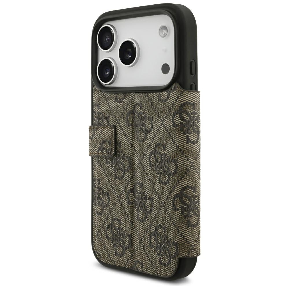 Capa para Apple iPhone 18 Pro / 17 Pro, Guess, Logótipo Metálico 4G, Castanha