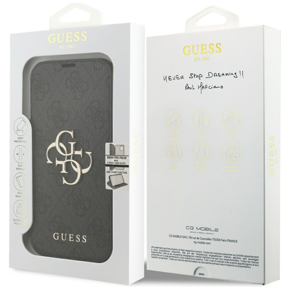 Capa para Apple iPhone 18 Pro / 17 Pro, Guess, Logótipo Metálico 4G, Preta