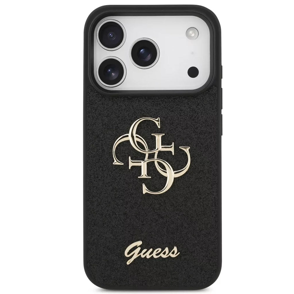 Capa para Apple iPhone 18 Pro / 17 Pro, Guess, Fixed Glitter Big 4G, Preta