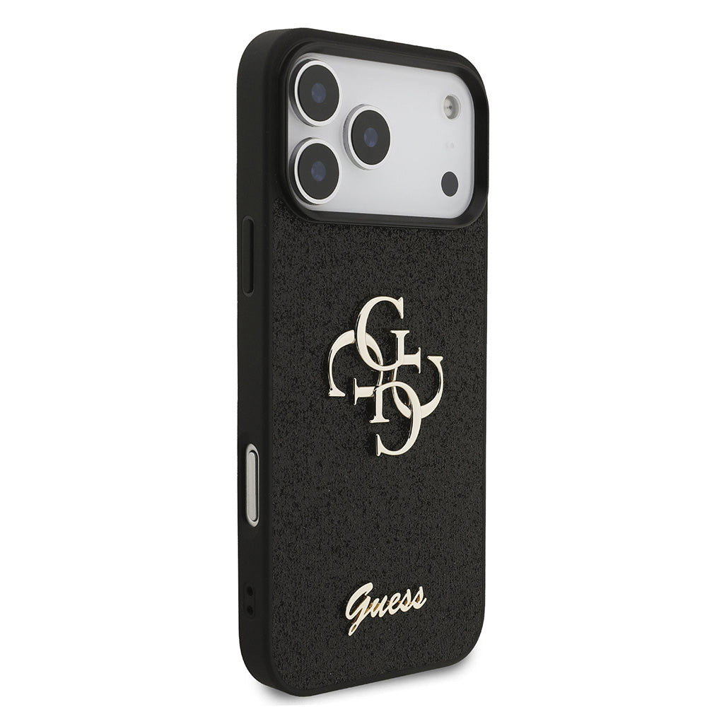 Capa para Apple iPhone 18 Pro / 17 Pro, Guess, Fixed Glitter Big 4G, Preta