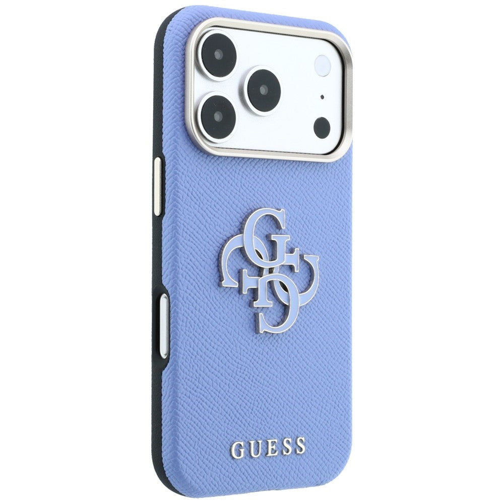 Capa para Apple iPhone 18 Pro / 17 Pro, Guess, Logo Grande em Resina Granulada, Azul