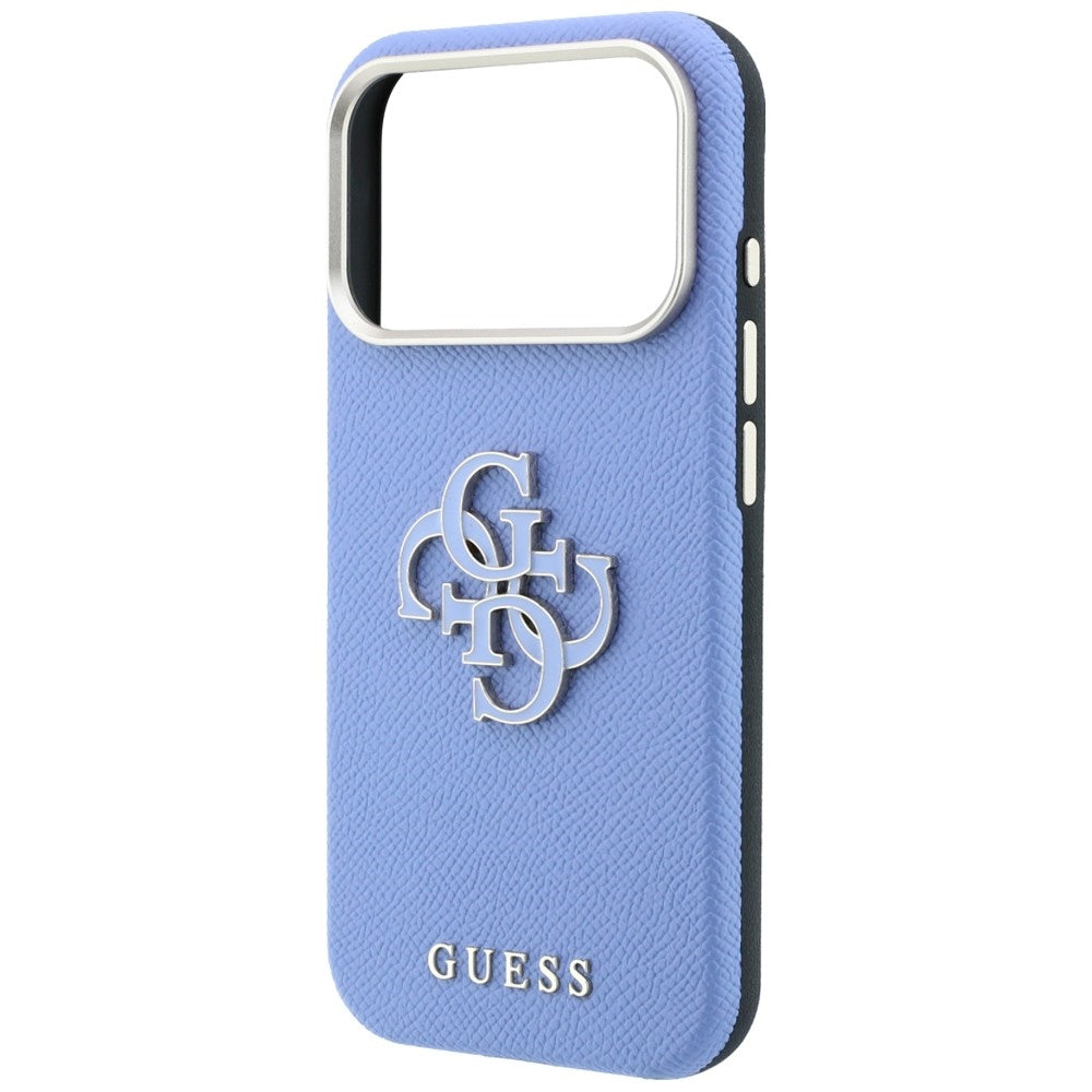 Capa para Apple iPhone 18 Pro / 17 Pro, Guess, Logo Grande em Resina Granulada, Azul