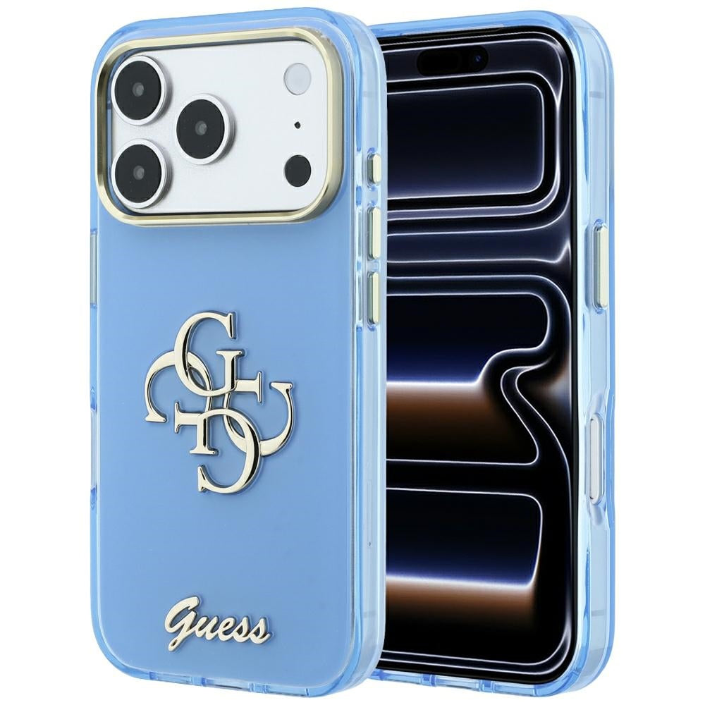 Capa para Apple iPhone 18 Pro / 17 Pro, Guess, IML 4G Metal Script, Azul