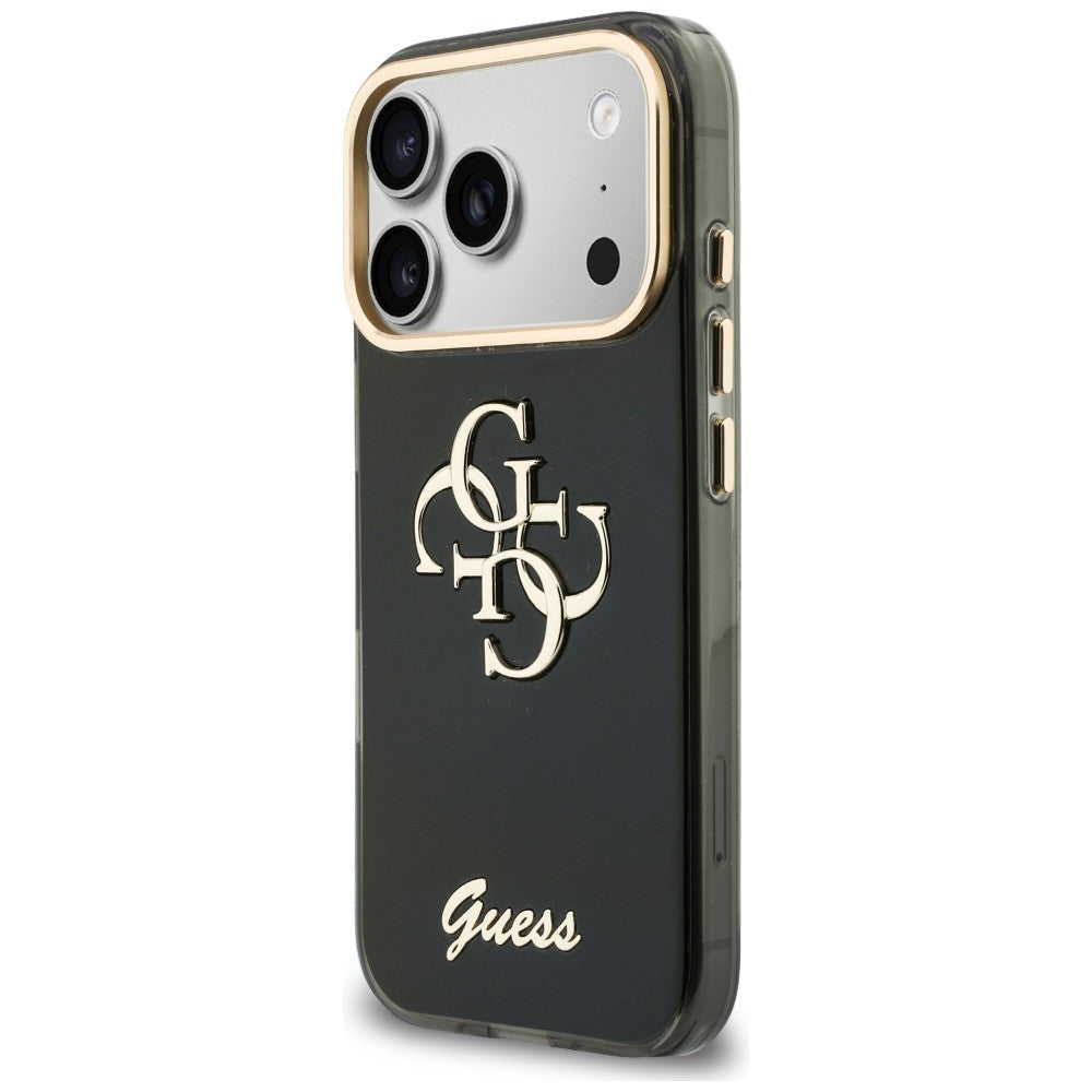 Capa para Apple iPhone 18 Pro / 17 Pro, Guess, IML 4G Metal Script, Preta