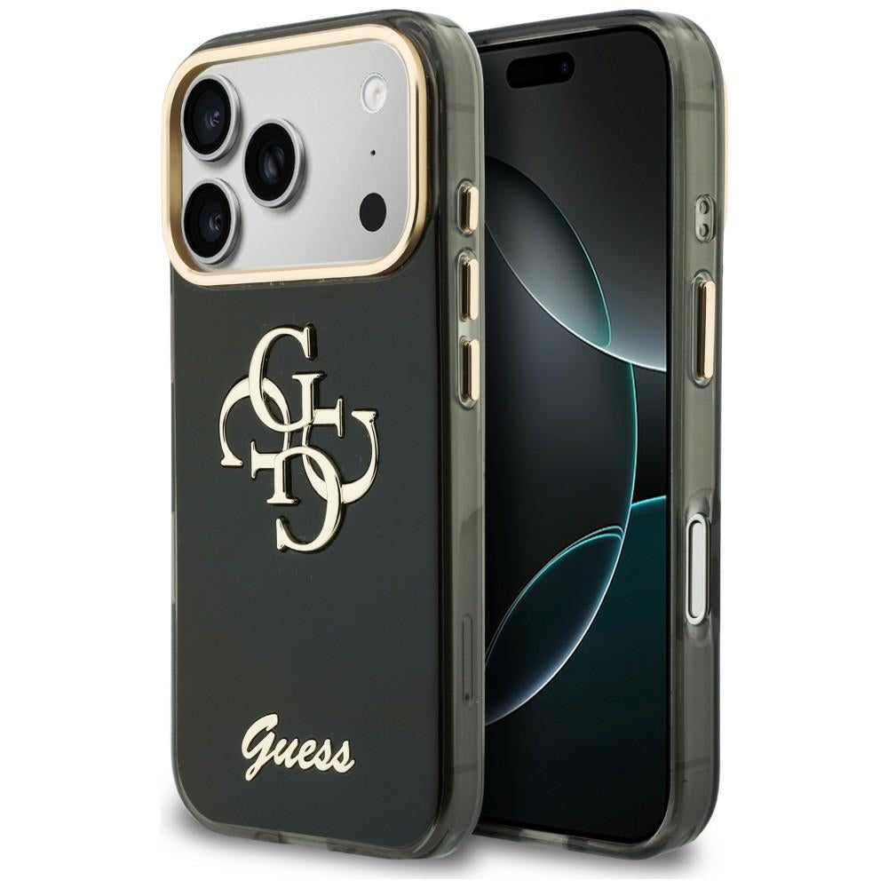 Capa para Apple iPhone 18 Pro / 17 Pro, Guess, IML 4G Metal Script, Preta