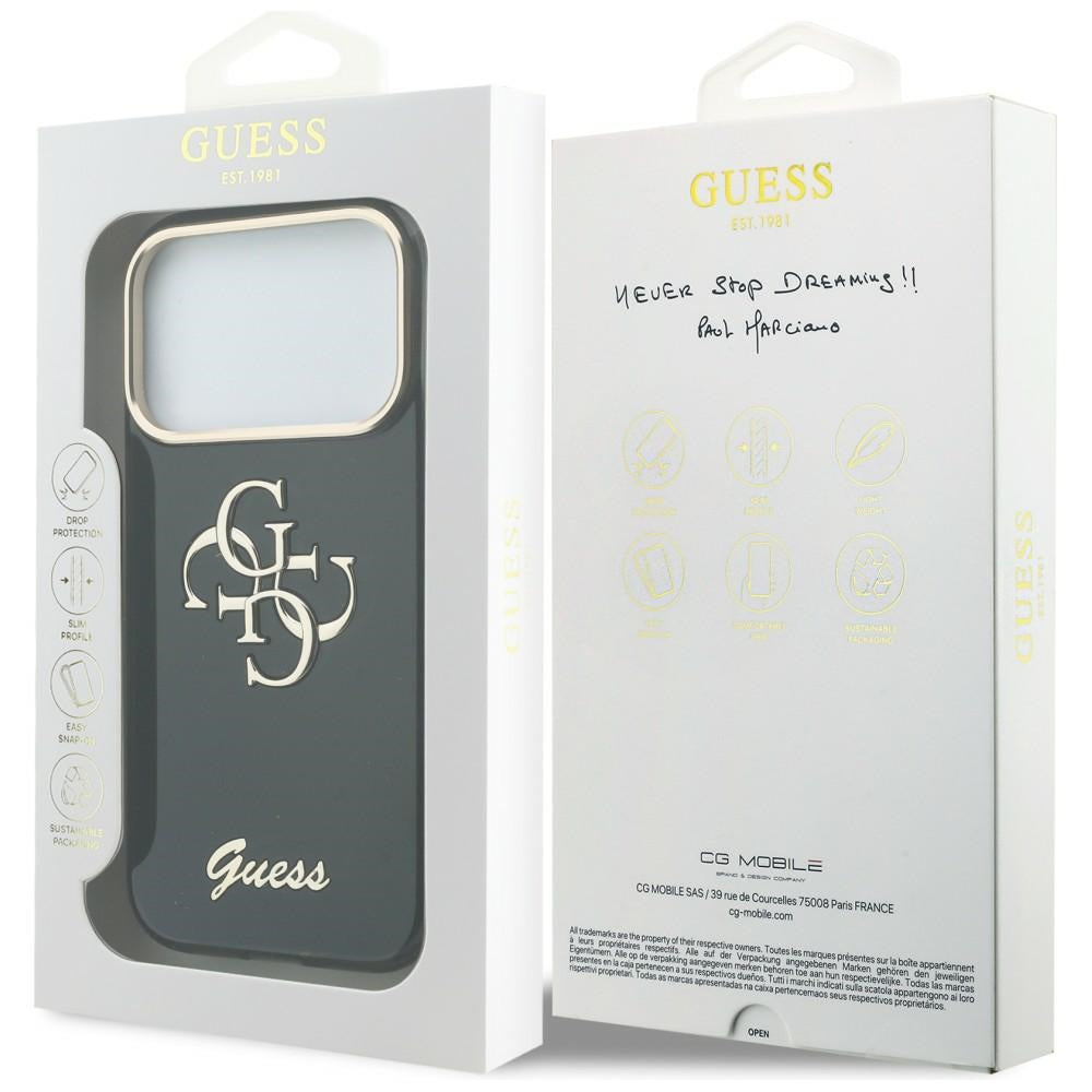 Capa para Apple iPhone 18 Pro / 17 Pro, Guess, IML 4G Metal Script, Preta
