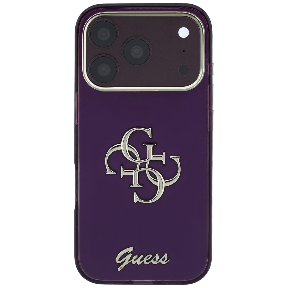 Capa para Apple iPhone 18 Pro / 17 Pro, Guess, IML 4G Metal Script, Vinho