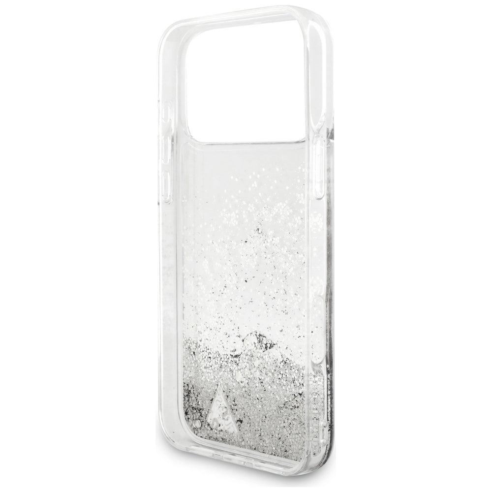 Capa para Apple iPhone 18 Pro / 17 Pro, Guess, Liquid Glitter Charms, Prateada