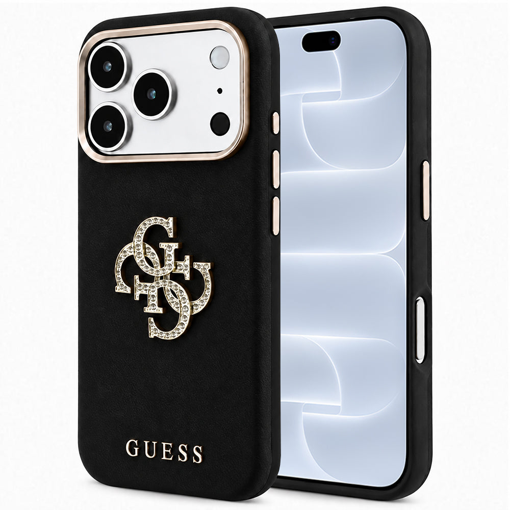 Capa para Apple iPhone 18 Pro / 17 Pro, Guess, Smooth Big Strass Logo, Preta