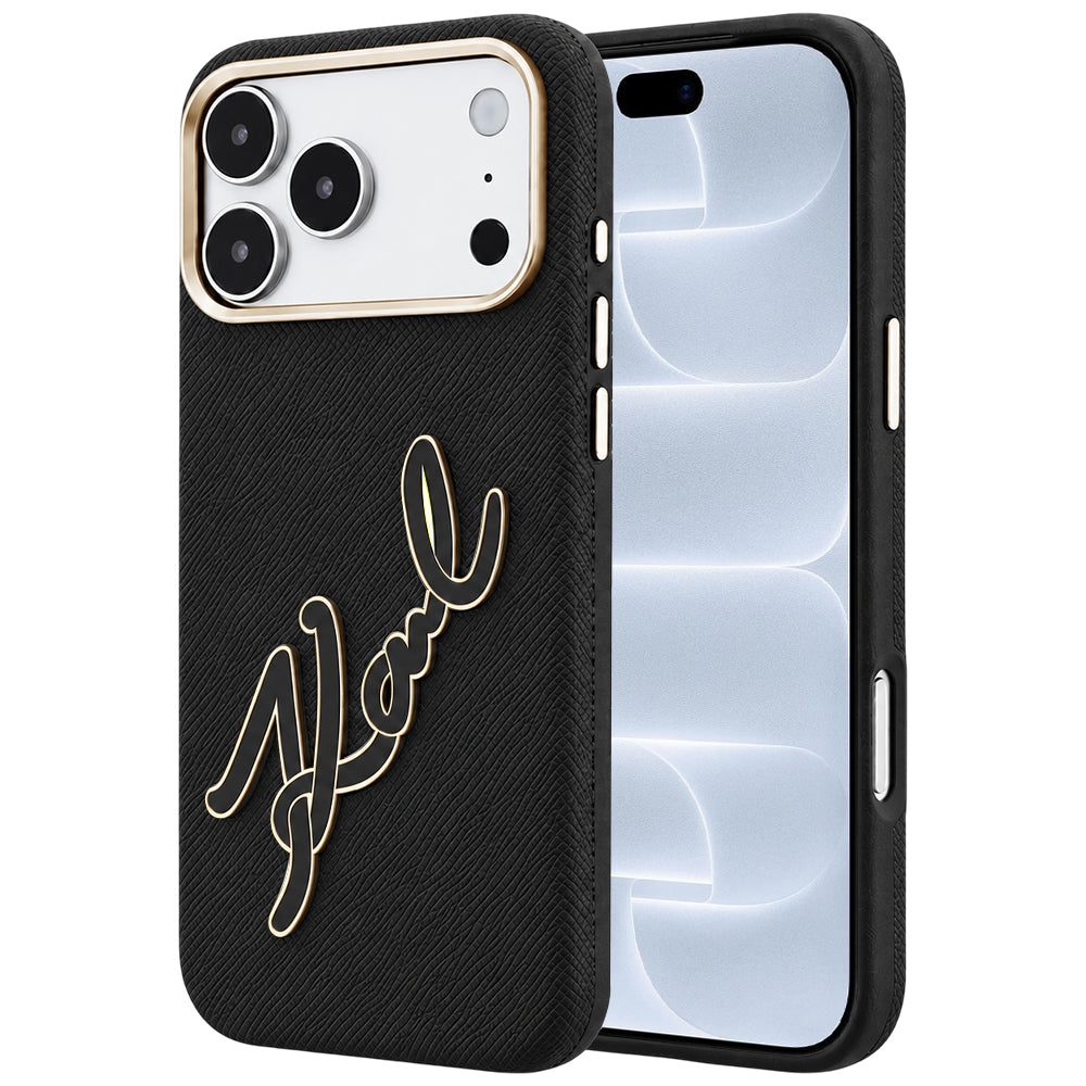 Capa para Apple iPhone 18 Pro / 17 Pro, Karl Lagerfeld, Smooth Big Resin Signature Logo, Preta
