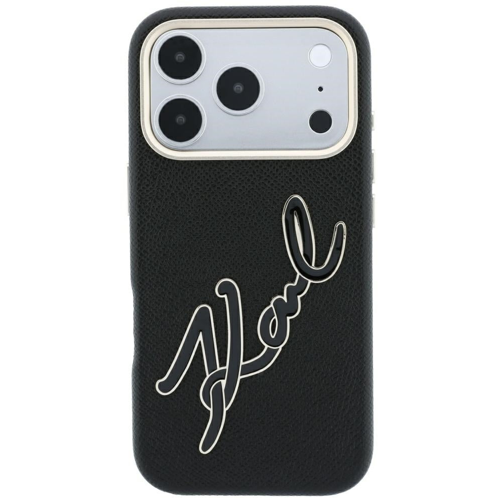 Capa para Apple iPhone 18 Pro / 17 Pro, Karl Lagerfeld, Smooth Big Resin Signature Logo, Preta