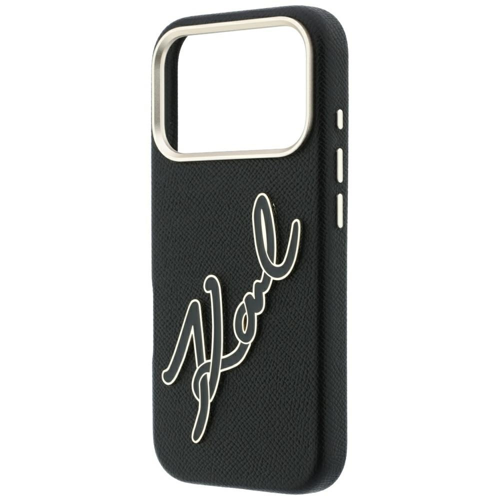 Capa para Apple iPhone 18 Pro / 17 Pro, Karl Lagerfeld, Smooth Big Resin Signature Logo, Preta