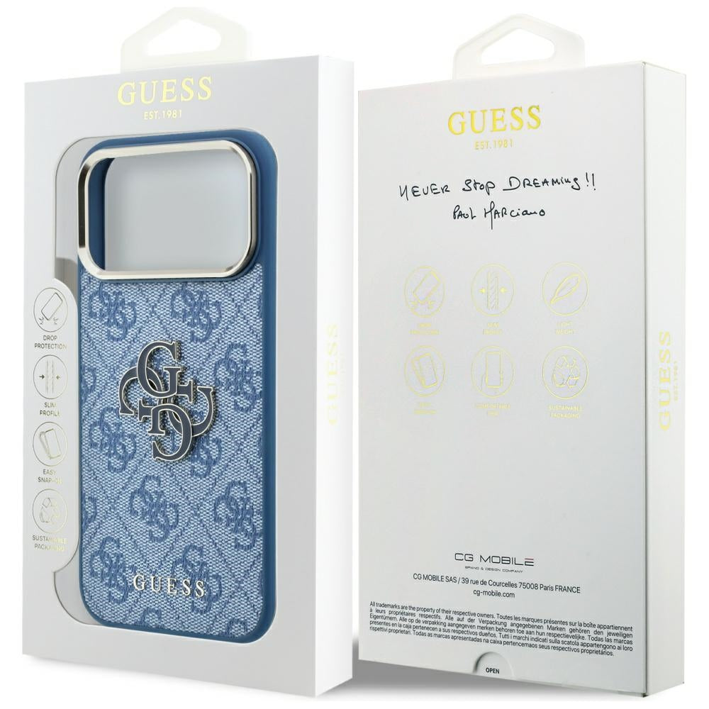 Capa para Apple iPhone 18 Pro Max / 17 Pro Max, Guess, 4G Big Resin Logo, Azul
