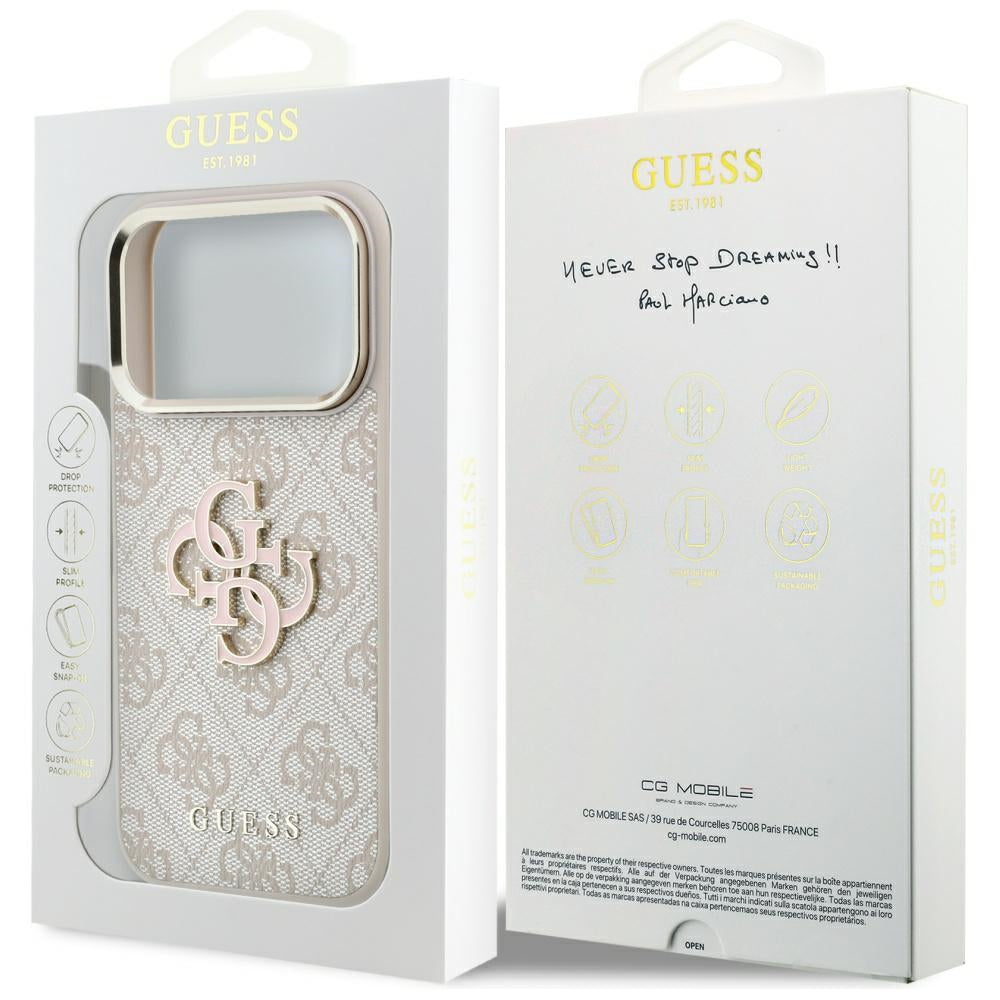 Capa para Apple iPhone 18 Pro Max / 17 Pro Max, Guess, 4G Big Resin Logo, Rosa