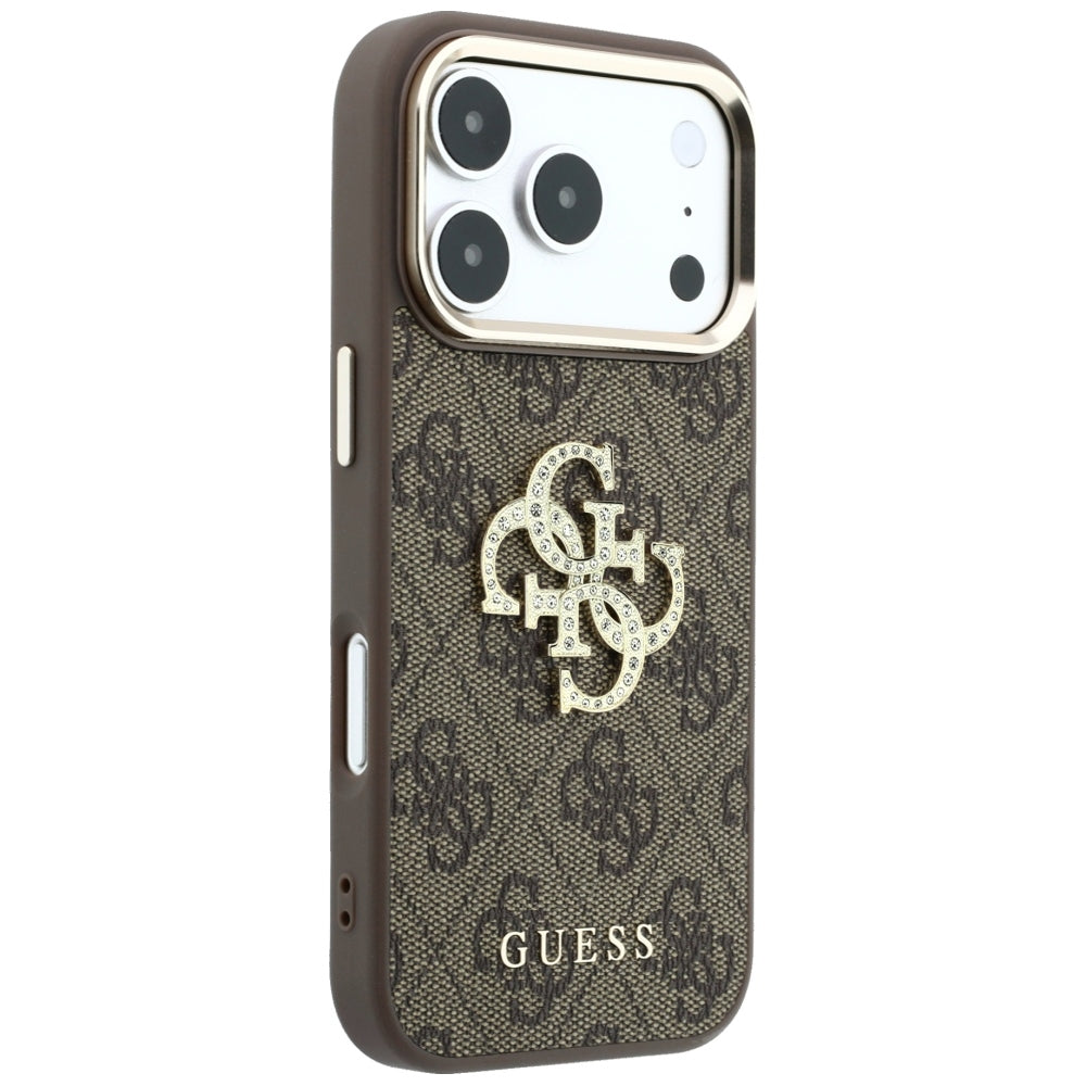 Capa para Apple iPhone 18 Pro Max / 17 Pro Max, Guess, 4G Big Strass Logo, Castanha