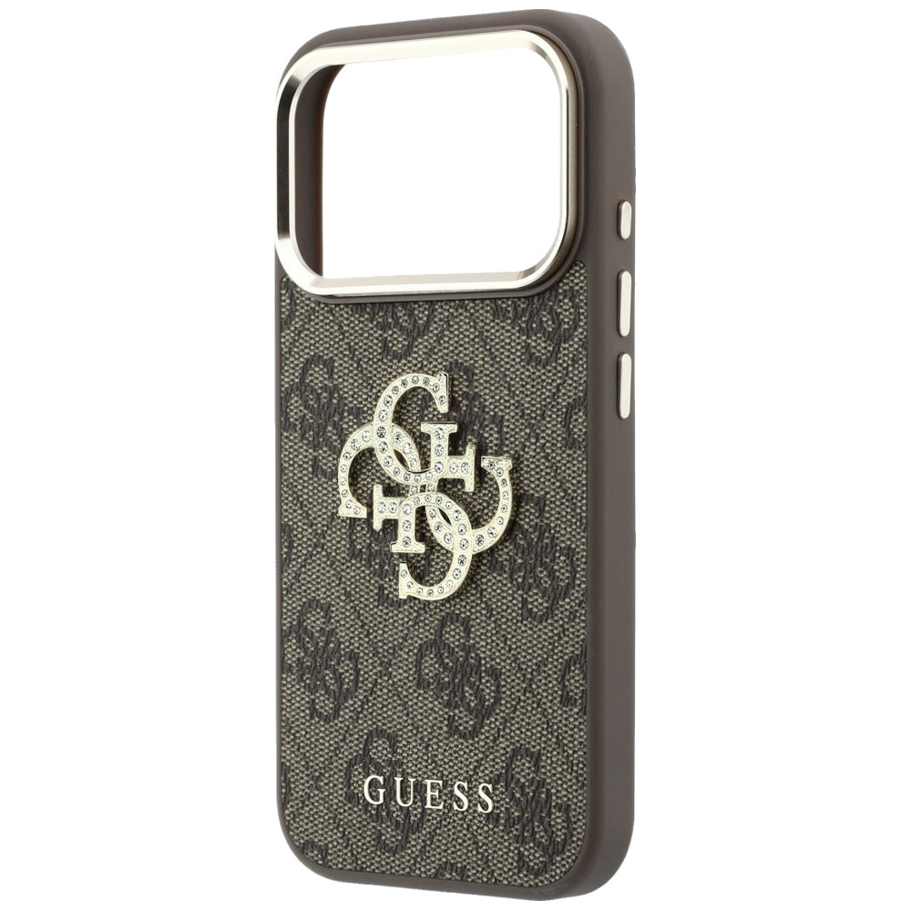 Capa para Apple iPhone 18 Pro Max / 17 Pro Max, Guess, 4G Big Strass Logo, Castanha