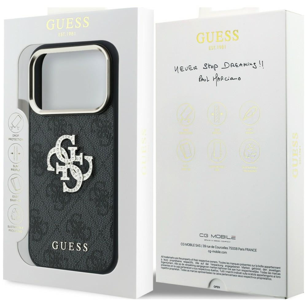 Capa para Apple iPhone 18 Pro Max / 17 Pro Max, Guess, 4G Big Strass Logo, Preta
