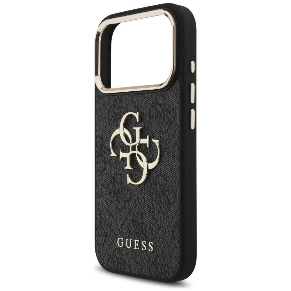 Capa para Apple iPhone 18 Pro Max / 17 Pro Max, Guess, 4G Classic Logo com Alça, Preto Dourado