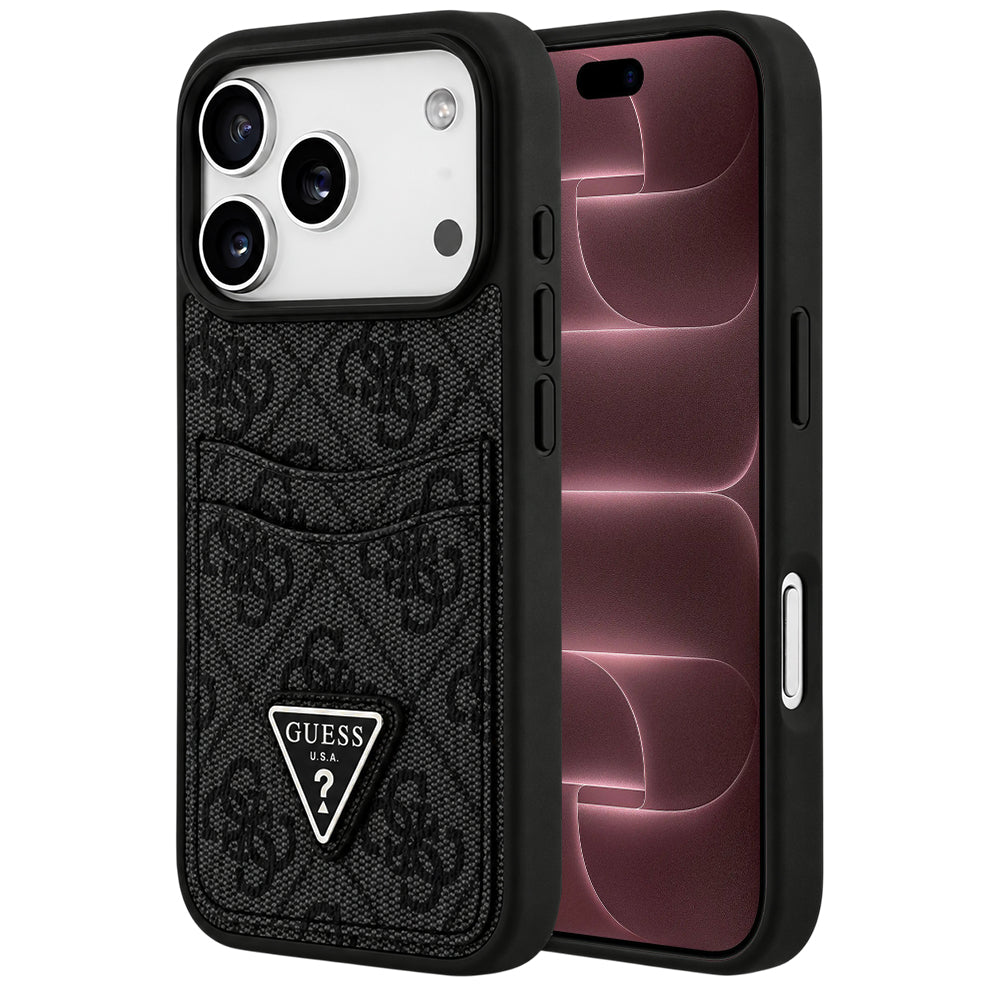 Capa para Apple iPhone 18 Pro Max / 17 Pro Max, Guess, 4G Double Card Triangle, Preta