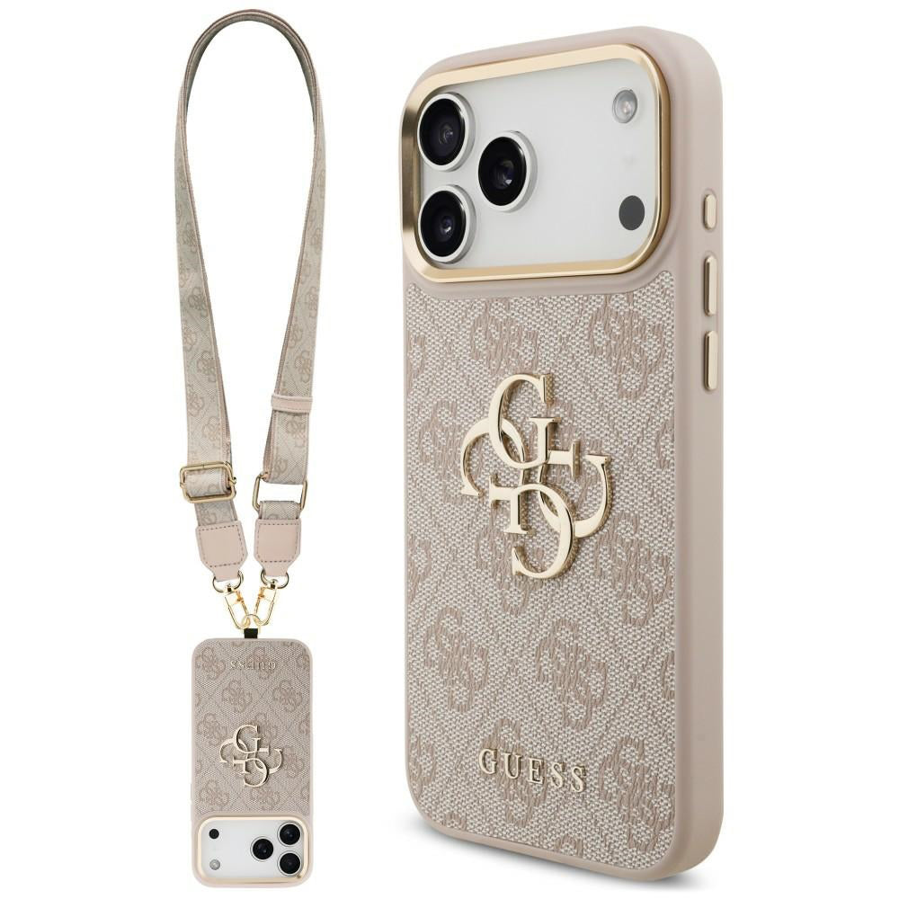 Capa para Apple iPhone 18 Pro Max / 17 Pro Max, Guess, Big 4G Classic Logo & Big Strap Metal Buttons, Rosa